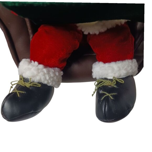 Santa Claus Story Telling Seated With In Brown Chair With Book & Glasses - Picture 2 of 9